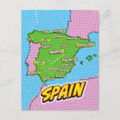 Pop Art geïllustreerde Spanje kaart (Voorkant)