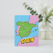Pop Art geïllustreerde Spanje kaart (Staand voorkant)