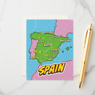 Pop Art geïllustreerde Spanje kaart