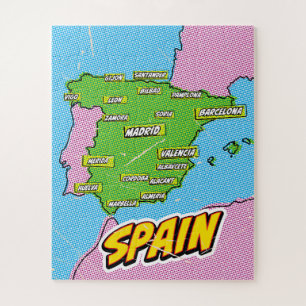 Pop Art geïllustreerde Spanje kaart Legpuzzel