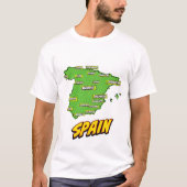 Pop Art geïllustreerde Spanje kaart T-shirt (Voorkant)