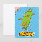 Pop Art geïllustreerde Taiwan kaart (Voorkant / Achterkant)