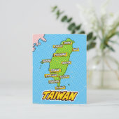 Pop Art geïllustreerde Taiwan kaart (Staand voorkant)