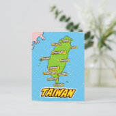 Pop Art geïllustreerde Taiwan kaart (Staand voorkant)