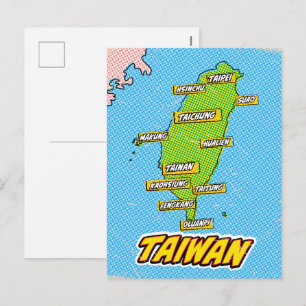 Pop Art geïllustreerde Taiwan kaart