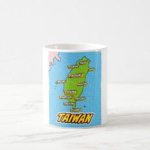 Pop Art geïllustreerde Taiwan kaart Koffiemok