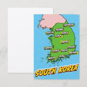 Pop Art geïllustreerde Zuid-Korea kaart (Voorkant / Achterkant)