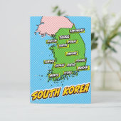 Pop Art geïllustreerde Zuid-Korea kaart (Staand voorkant)