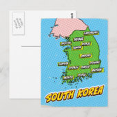 Pop Art geïllustreerde Zuid-Korea kaart (Voorkant / Achterkant)