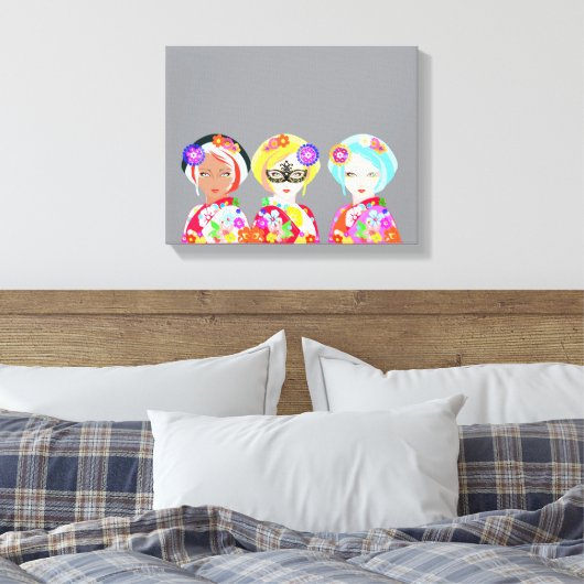 Pop Art Geishas Canvas Afdruk (Insitu (Slaapkamer))