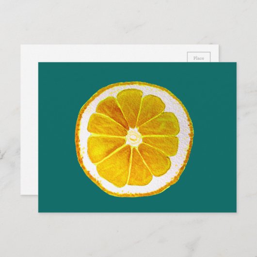 Pop art gele citroenvrucht, oorspronkelijke waterv briefkaart (Voorkant / Achterkant)