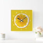 Pop art gele citroenvrucht, oorspronkelijke waterv vierkante klok (Huis)