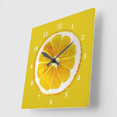 Pop art gele citroenvrucht, oorspronkelijke waterv vierkante klok (Hoek)
