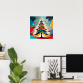 Pop Art Geometric Christmas Feathered Branches Poster (Thuiskantoor)