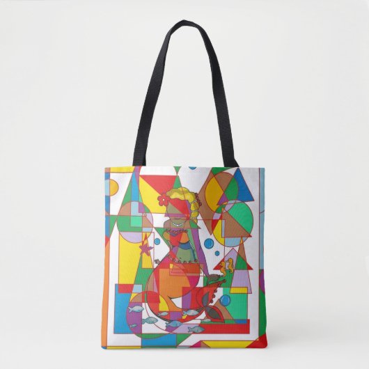 Pop Art Geometric Mermaid Triangle Tote Bag (Voorkant)