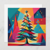 Pop Art Geometrische gelaagde kerstboom Feestdagenkaart (Voorkant / Achterkant)