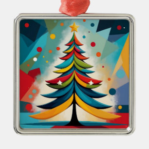 Pop Art Geometrische kerst gevederde takken Metalen Ornament