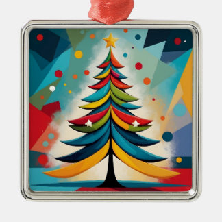 Pop Art Geometrische kerst gevederde takken Metalen Ornament