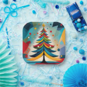 Pop Art Geometrische kerst gevederde takken Papieren Bordje (Feest)