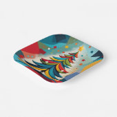 Pop Art Geometrische kerst gevederde takken Papieren Bordje (Gebogen)