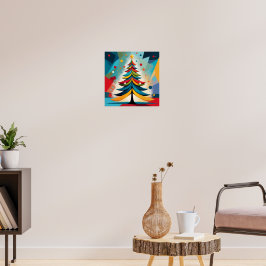 Pop Art Geometrische Kerst Gevederde Takken Poster