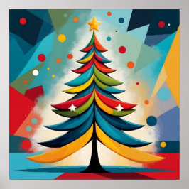 Pop Art Geometrische Kerst Gevederde Takken Poster