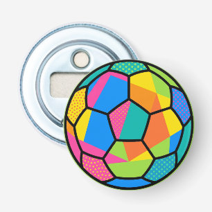 Pop Art Geometrische Voetbal Bal Kunst Button Flesopener