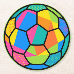 Pop Art Geometrische Voetbal Bal Kunst Ronde Kartonnen Onderzetter
