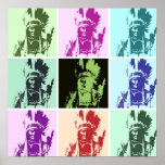 Pop Art Geronimo Poster - Vrijheidsstrijder Indiaa<br><div class="desc">Pop Kunst Stijl Iconische Historische Mensen Afbeeldingen - Freedom Warrior Indiase stam Chief Geronimo Art Poster Print</div>