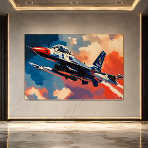 Pop Art Gevechtsvliegtuig - Zwevende Vliegkunst Poster