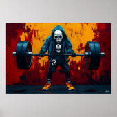 Pop Art Gewichtheffen Skelet - Gym Warrior Poster (Voorkant)
