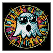 Pop Art Ghost Glossy Poster