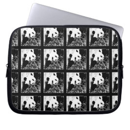 Pop Art Giant Panda Black en White Computer Laptop Sleeve