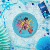 Pop Art Girl Basketbal Verjaardag Bash Papieren Bordje (Feest)