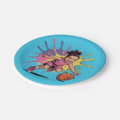 Pop Art Girl Basketbal Verjaardag Bash Papieren Bordje (Gekanteld)