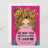 Pop Art Girl Event Birthday Party nodigt uit Kaart (Voorkant)