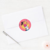Pop Art Girl Golfer verjaardagsfeestje Ronde Sticker (Envelop)