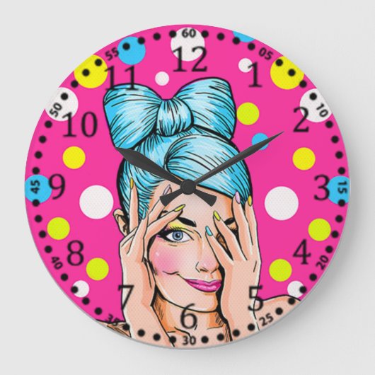 Pop art girl grote klok (Voorkant)