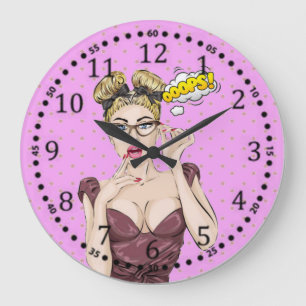 Pop art girl grote klok