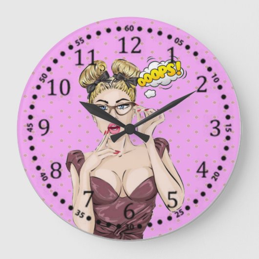 Pop art girl grote klok (Voorkant)