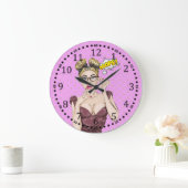 Pop art girl grote klok (Huis)