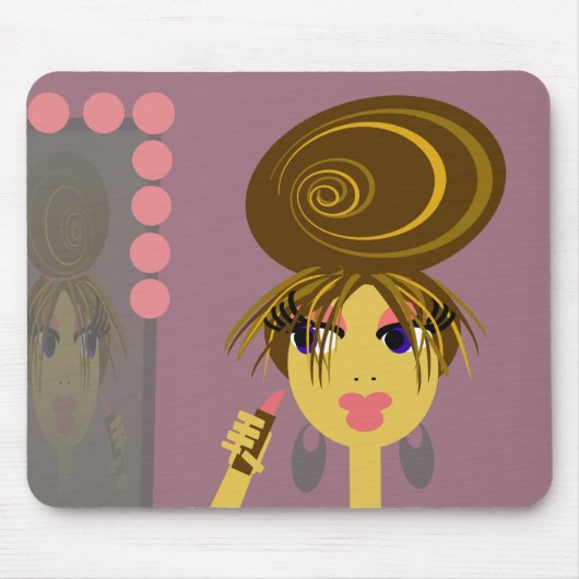 Pop Art Girl over Makeup Mousepad Muismat (Voorkant)