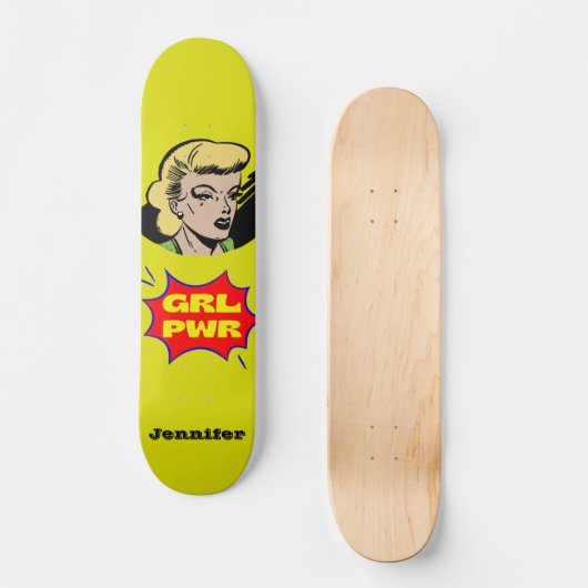 Pop Art GIRL POWER - Aangepast skateboard (Voorkant)