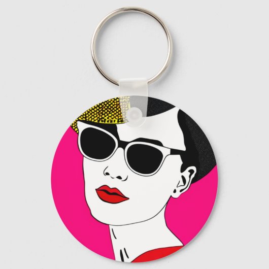 Pop Art Girl Sleutelhanger (Achterkant)