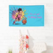 Pop Art Girls Basketbal Verjaardag Bash Spandoek (Insitu)