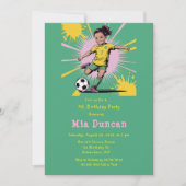 Pop Art Girls Voetbal Verjaardagsfeest Kaart (Voorkant)