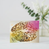 Pop Art Glittery Glam Faux Gold Kiss Briefkaart (Staand voorkant)