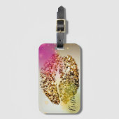 Pop Art Glittery Glam Stylish Faux Gold Kiss Bagagelabel (Voorkant (verticaal))