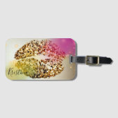 Pop Art Glittery Glam Stylish Faux Gold Kiss Bagagelabel (Voorkant (horizontaal))