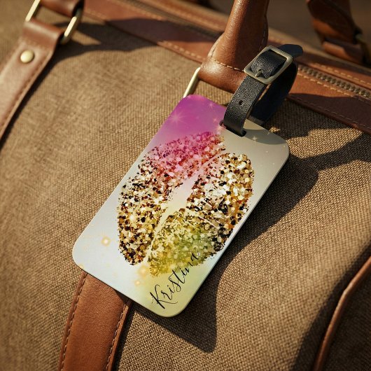 Pop Art Glittery Glam Stylish Faux Gold Kiss Bagagelabel